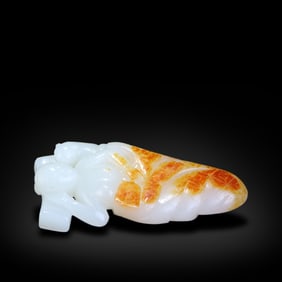 Qing Dynasty Hetian white jade seed material carved figurine hand pendant