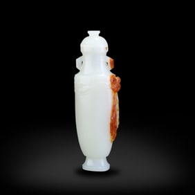 Qing Dynasty Hetian white jade seed material carved "cloth-wrapped" vase