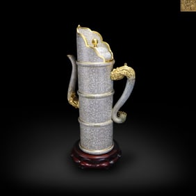 Jiajing period, Ming Dynasty Cloisonn?? duomu hu pitcher with interlocking lotus and Eight
