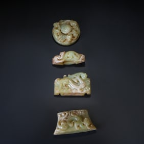 Han Dynasty a set of jade sword ornaments with chi dragon patterns