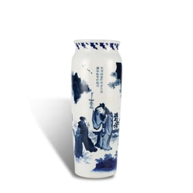 Ming Dynasty Chongzhen period Cylindrical vase with "Hongfu Escaping at Night"