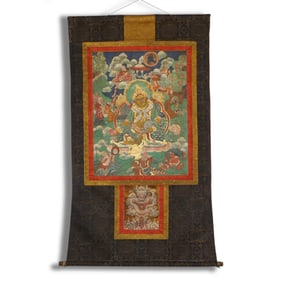 Qing Dynasty Thangka of Yellow Jambhala