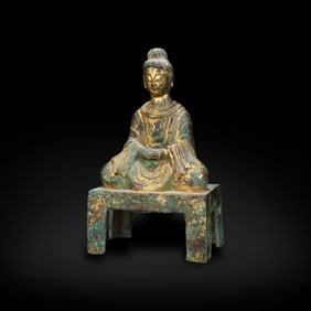 Northern Wei Dynasty Gilt-copper "bench Buddha" statue