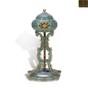 Qianlong period Qing Dynasty Copper-body cloisonn?? incense burner with scrolling lotus