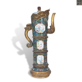 Qianlong period Qing Dynasty Copper-body cloisonn?? domo pot with scrolling lotus, painted enamel