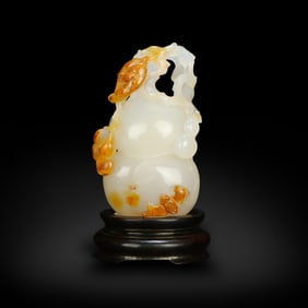 Qing Dynasty Agate ornament of "Fortune, Prosperity and Eternal Generations"