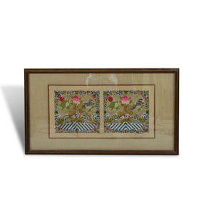 Qing Dynasty Pair of civil official mandarin squares with embroidery