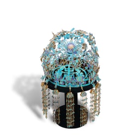 Qing Dynasty Gilt and kingfisher feather inlaid phoenix crown