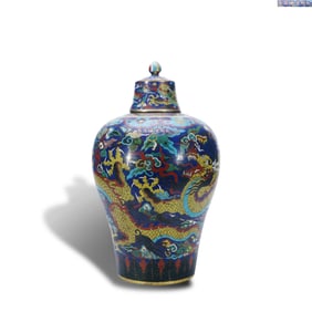 Xuande period, Ming Dynasty Cloisonn?? plum vase with cloud and dragon patterns