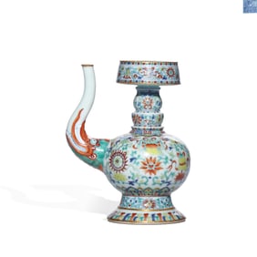 Qing Dynasty, Qianlong period, doucai lotus and Eight Treasures pattern Benba vase