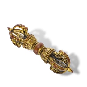 Qing Dynasty Gilt-bronze five-pronged Vajra pestle