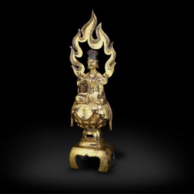 Northern Wei Dynasty Gilt-copper "bench Buddha" statue