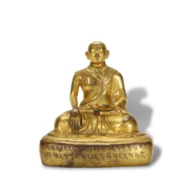 Ming Dynasty Gilt-bronze statue of a Buddhist master