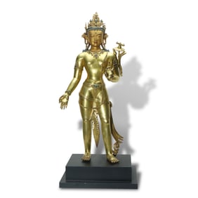 Ming Dynasty Gilt-bronze statue of Green Tara in Malla style