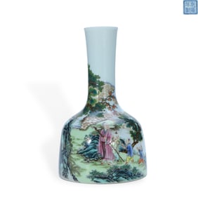 Qianlong period Qing Dynasty Enameled porcelain yaoling zun with poetic scenes from the Song