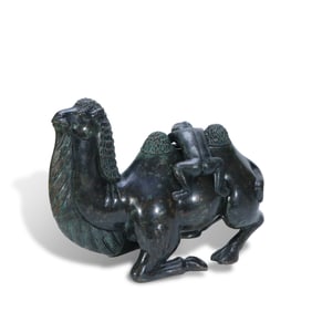 Han Dynasty Bronze camel carrying a rider