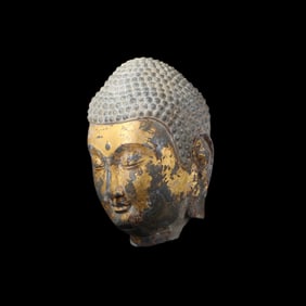 Northern Qi Dynasty Gilt-pasted stone Buddha head