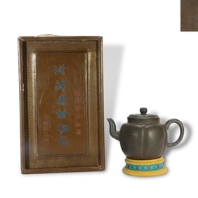 Ming Wanli period Purple clay lotus petal-shaped teapot made by Yuan Chang