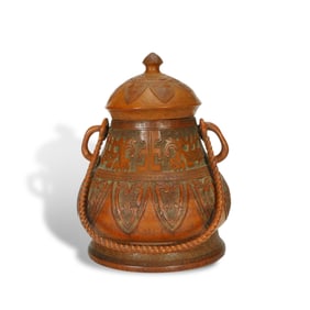 Qianlong period Qing Dynasty Bamboo-carved ti-liang you imitating bronze ware with cicada-dragon