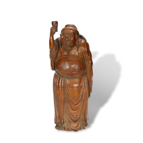 Qing Dynasty: Bamboo statue of Li Bai, by Zhang Hongyu