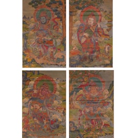Qing Dynasty Thangka of Four Heavenly Kings
