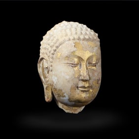 Northern Qi Dynasty Gilt-pasted stone Buddha head