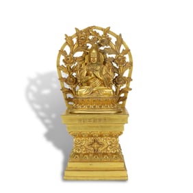Kangxi period Qing Dynasty Gilt-copper statue of Tsongkhapa