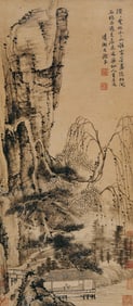 AN ANCIENT CHINESE LANDSCAPE PAINTING BY SHI TAO