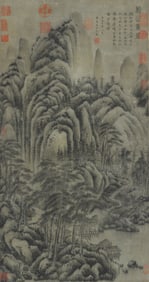 AN ANCIENT CHINESE LANDSCAPE PAINTING BY WANG MENG
