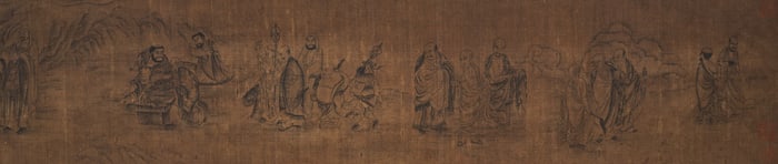 AN ANCIENT CHINESE ARHAT HANDSCROLL BY SHI TAO