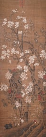 AN ANCIENT CHINESE FLOWER-AND-BIRD PAINTING BY ZHU ZHANJI