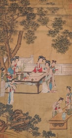 AN ANCIENT CHINESE FIGURE PAINTING BY QIU YING