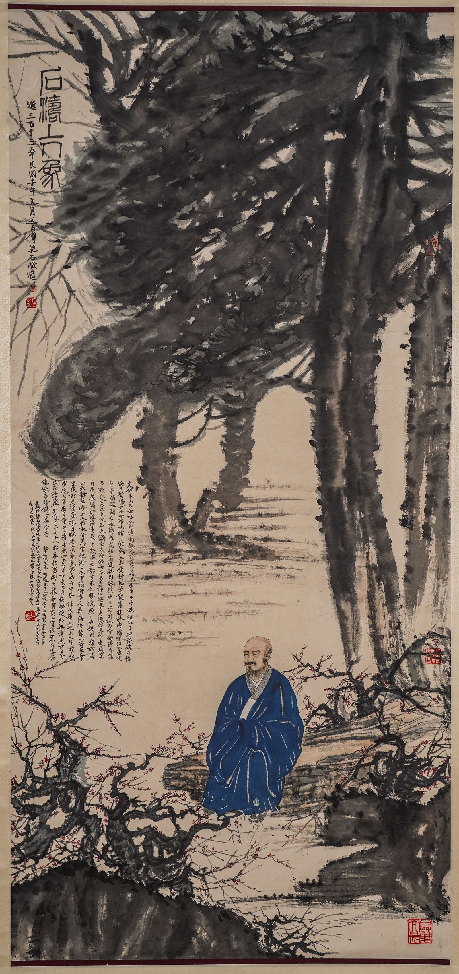 A CHINESE FIGURE PAINTING BY FU BAOSHI: Name A CHINESE FIGURE PAINTING BY FU BAOSHI Dimensions 140CM*65CM Condition Additional photographs and Condition reports are provided by request as a courtesy to our clients, as such any