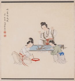A CHINESE FIGURE PAINTING BY LIU LINGCANG