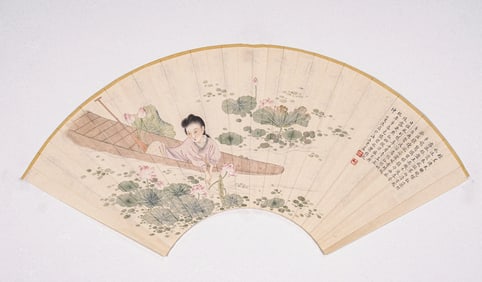 A CHINESE FIGURE PAINTING BY LU XIAOMAN