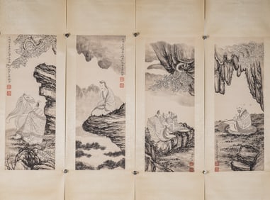 AN ANCIENT CHINESE FIGURE PAINTING BY SHI TAO