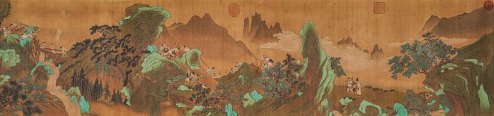 AN ANCIENT CHINESE LANDSCAPE HAND-SCROLL BY ZHAO BOJU