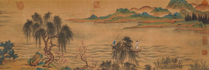 AN ANCIENT CHINESE FIGURE SCROLL DEPICTING QIU YING