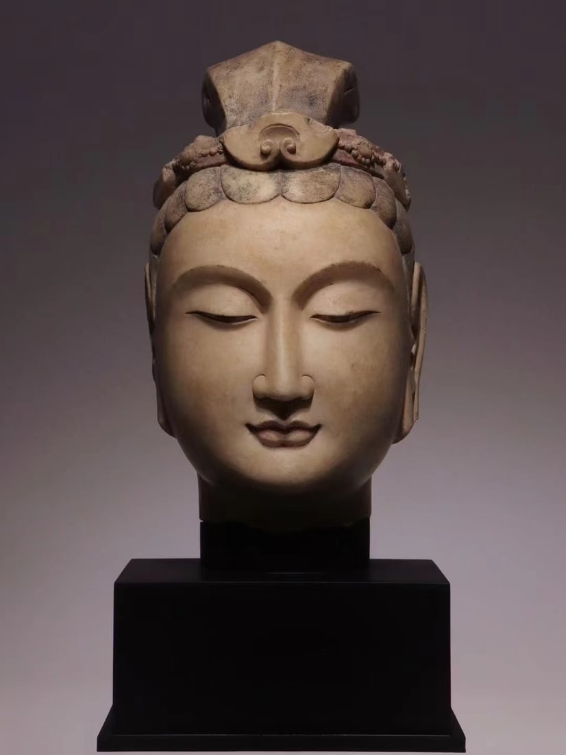 NORTHERN QI WHITE MARBLE BUDDHA HEAD (1 of 6)