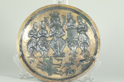 TANG DYNASTY SILVER GILDED PERSIAN FIGURE PLATE