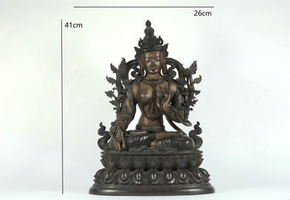 ANCIENT TARA IN GILT GOLD FROM THE QIANLONG REIGN OF THE QING DYNASTY