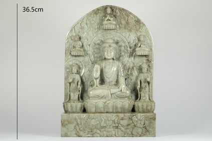 TANG DYNASTY HETIAN JADE BUDDHIST NICHE