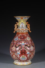 QING DYNASTY ENAMEL JIAOTAI VASE