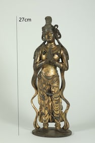 TANG DYNASTY GILDED BODHISATTVA