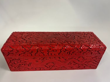 MING DYNASTY RED CLOUD DRAGON CARVED LACQUER BOX