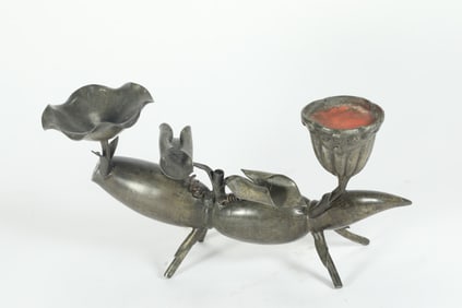 QING DYNASTY TIN LOTUS ROOT WATER DROPS