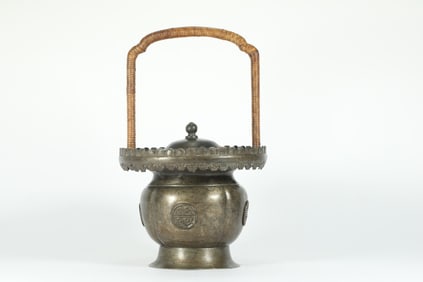 QING DYNASTY TIN FLOWER BASKET POT