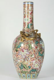 QING DYNASTY FAMILLE ROSE PANLONG ZUN