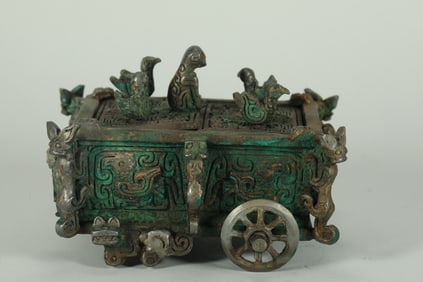 WARRING STATES BRONZE BIRD CHARIOT ZUN