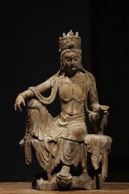 SONG DYNASTY WOOD CARVING OF BODHISATTVA